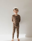 Bamboo Two Piece Pajamas | Brown & Black Lightning Bolt