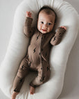Bamboo Zip Pajamas | Brown & Black Lightning Bolt