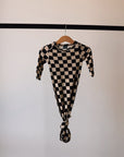 Knotted Bamboo Gown | Black Checkerboard