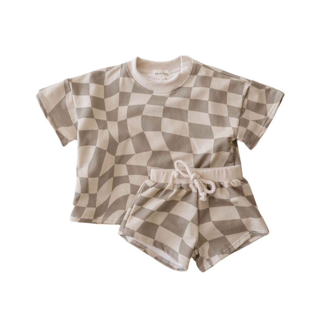 Short Set | Wavy Checkerboard