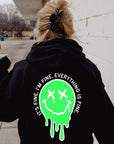 It's Fine Drippy Smiley Hoodie - Black