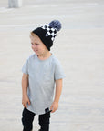 Black Check Beanie