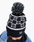 Black Smiley Check Beanie