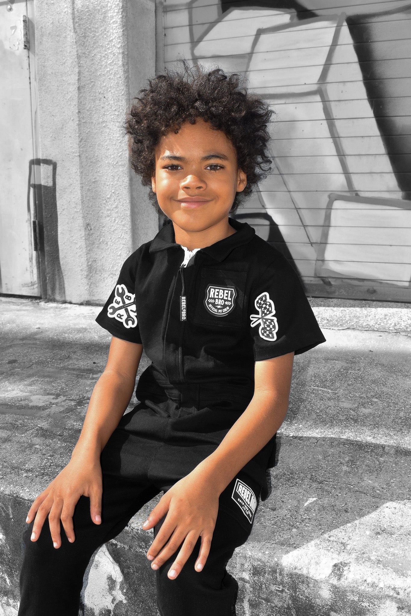 Pit Crew Romper in Black