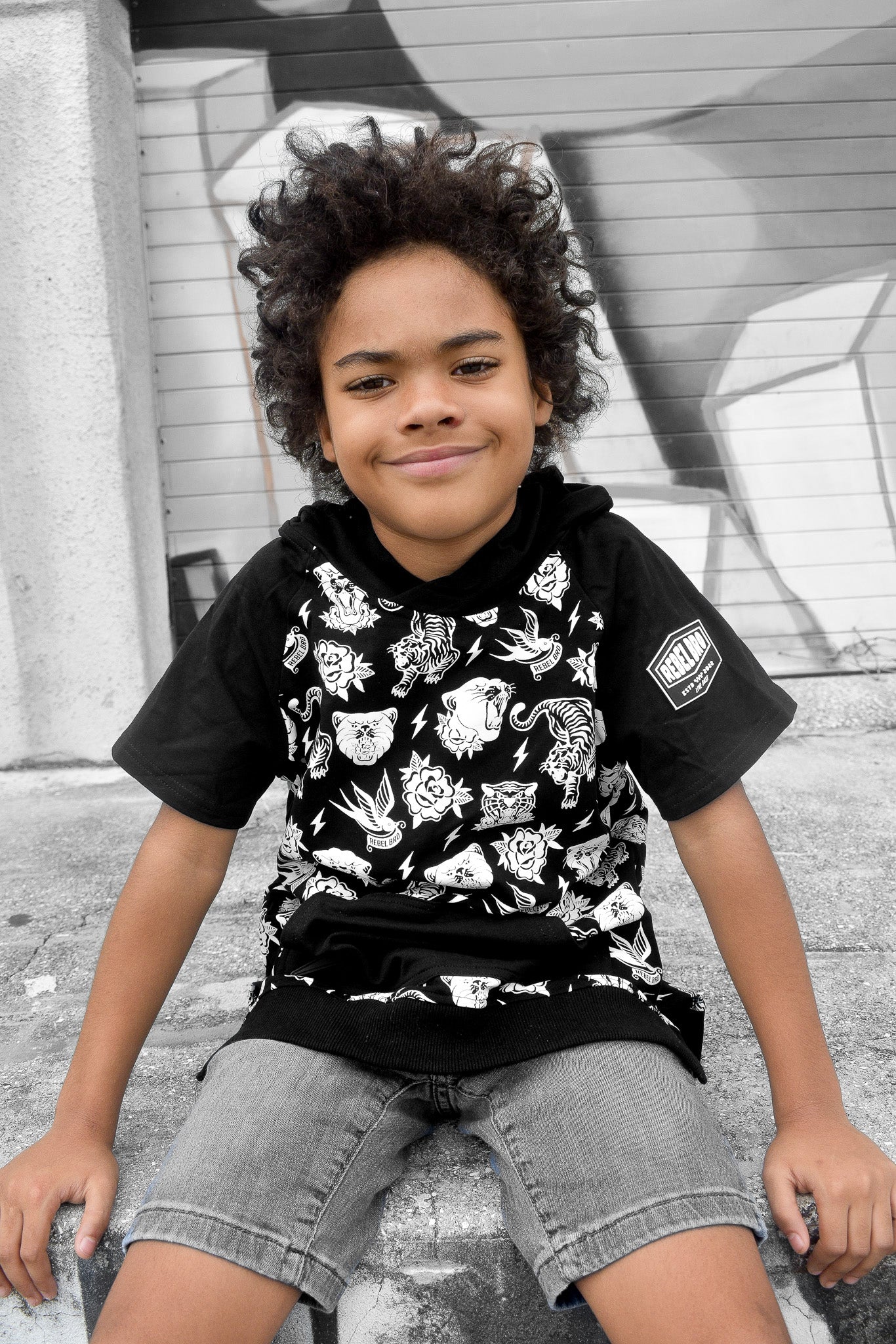 Short Sleeve Hoodie in Born To Be Wild