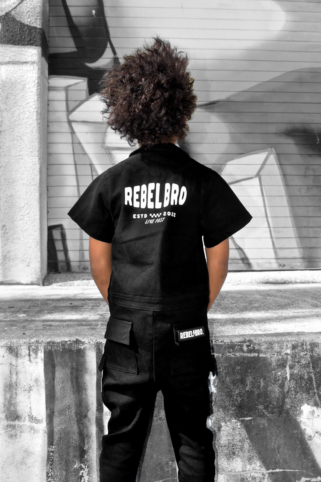 Pit Crew Romper in Black