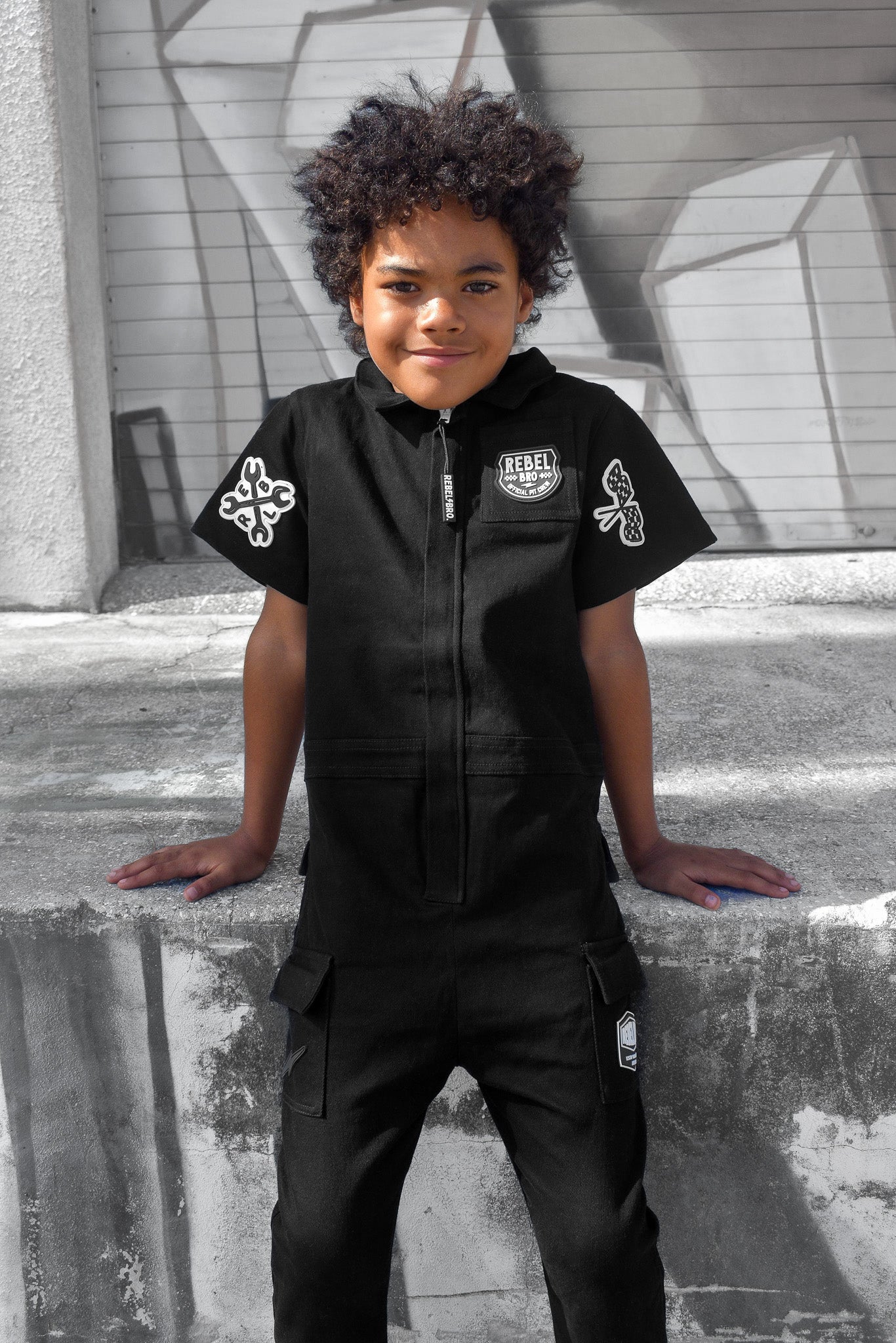 Pit Crew Romper in Black