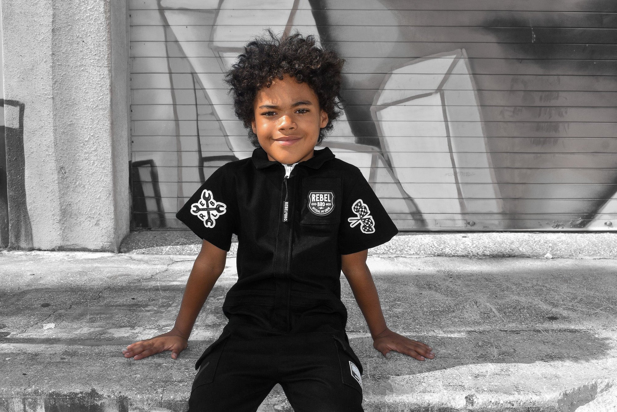 Pit Crew Romper in Black