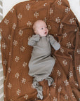 Grey Organic Cotton Ribbed Knot Gown