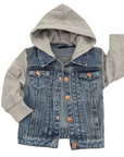 Hooded Denim Jacket - Grey