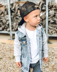 Hooded Denim Jacket - Grey