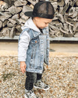 Hooded Denim Jacket - Grey