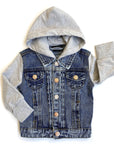 Hooded Denim Jacket - Grey