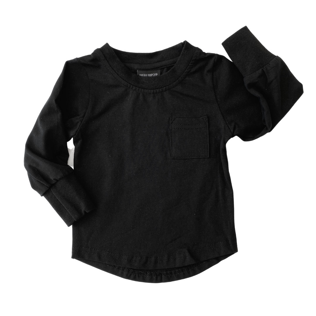 Little Bipsy Long Sleeve Pocket Tee- Black
