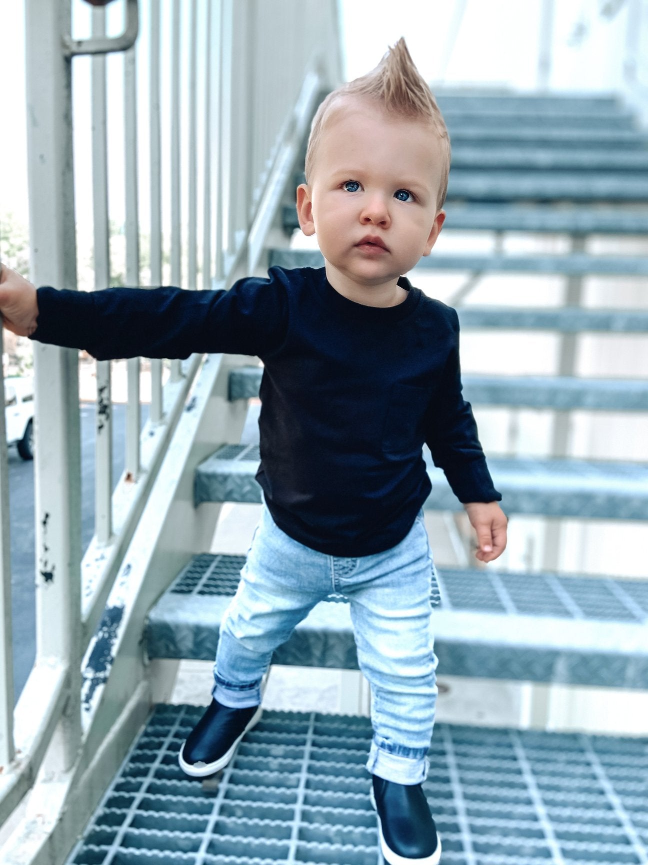 Little Bipsy Long Sleeve Pocket Tee- Black