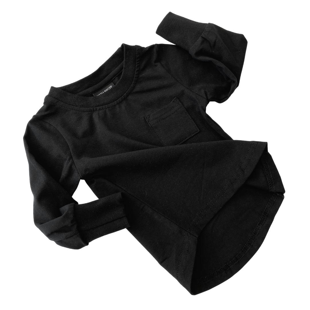 Little Bipsy Long Sleeve Pocket Tee- Black