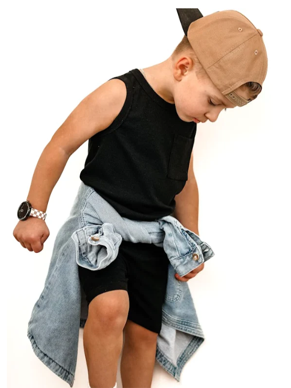 Little Bipsy Ribbed Tank - Black
