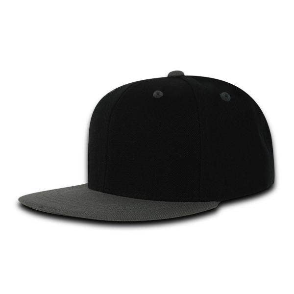 Decky 7011 - Kids, Youth Flat Bill Hat, Snapback - 7011: Grey/Black