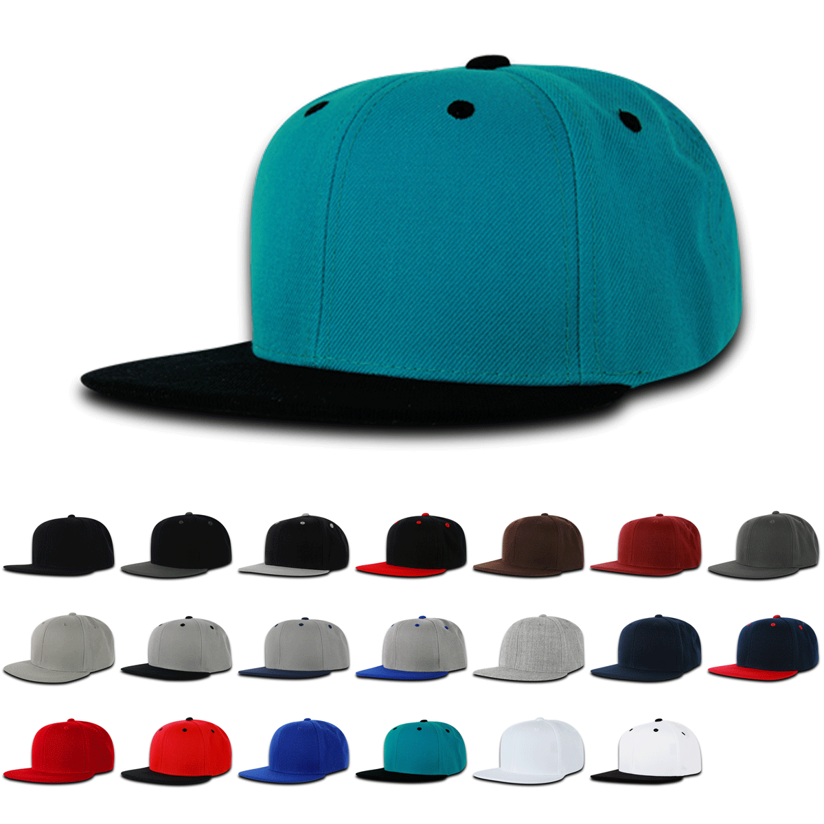 Decky 7011 - Kids, Youth Flat Bill Hat, Snapback - 7011: Grey/Black