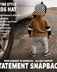 Flat Brim Trucker Hat - Checker/Faux Leather Brim