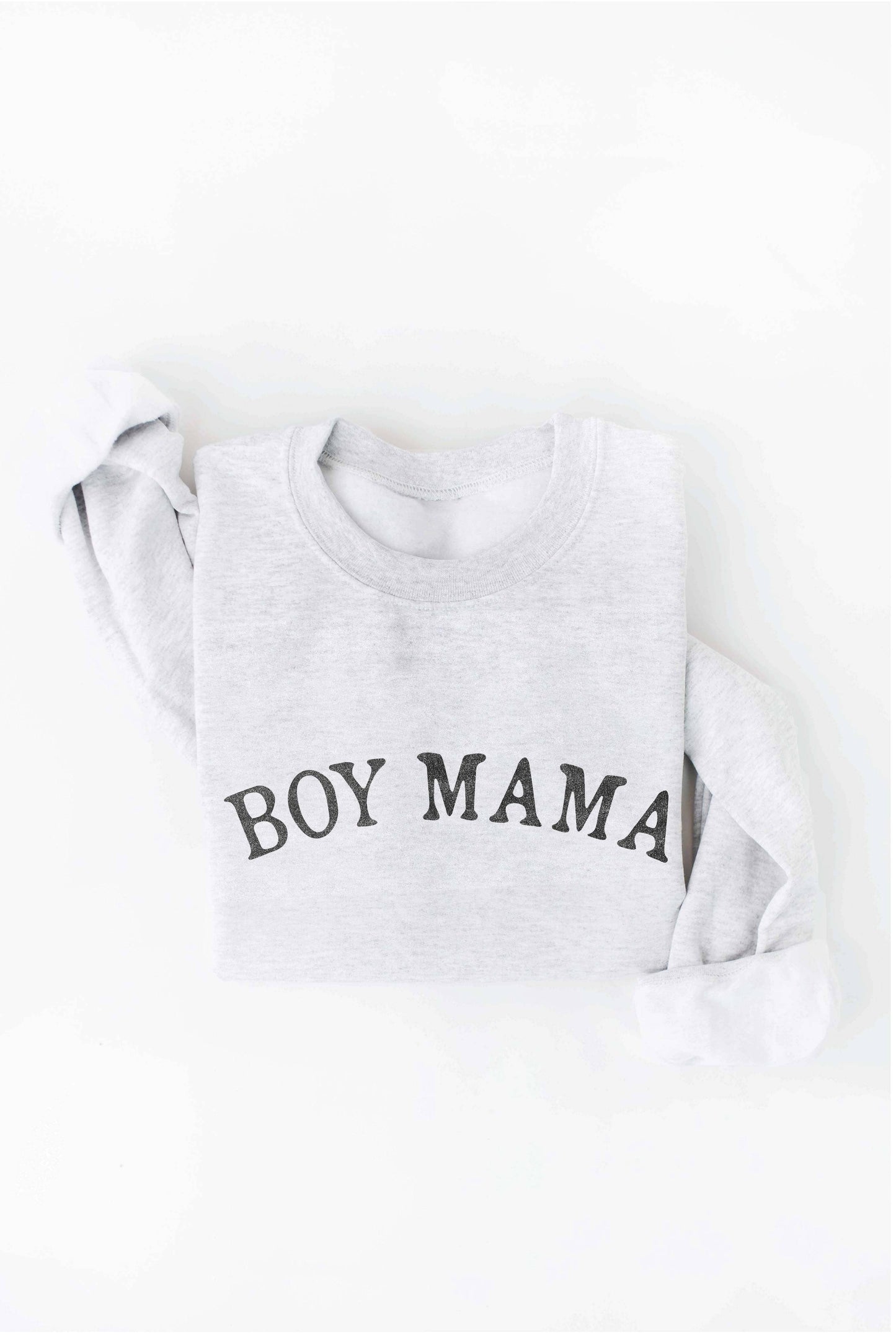 BOY MAMA Graphic Sweatshirt: L / HEATHER DUST