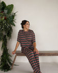 Women's Boxy Tee Lounge Set | Holiday Stripe