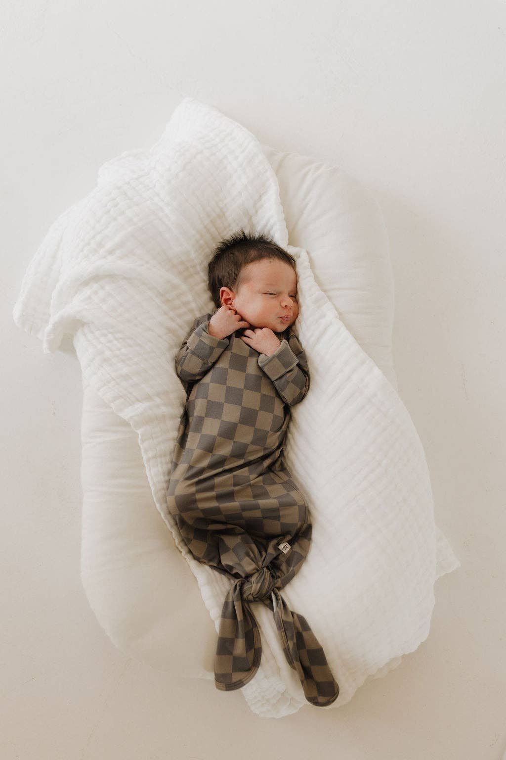 Bamboo Knotted Gown | Faded Brown Checkerboard