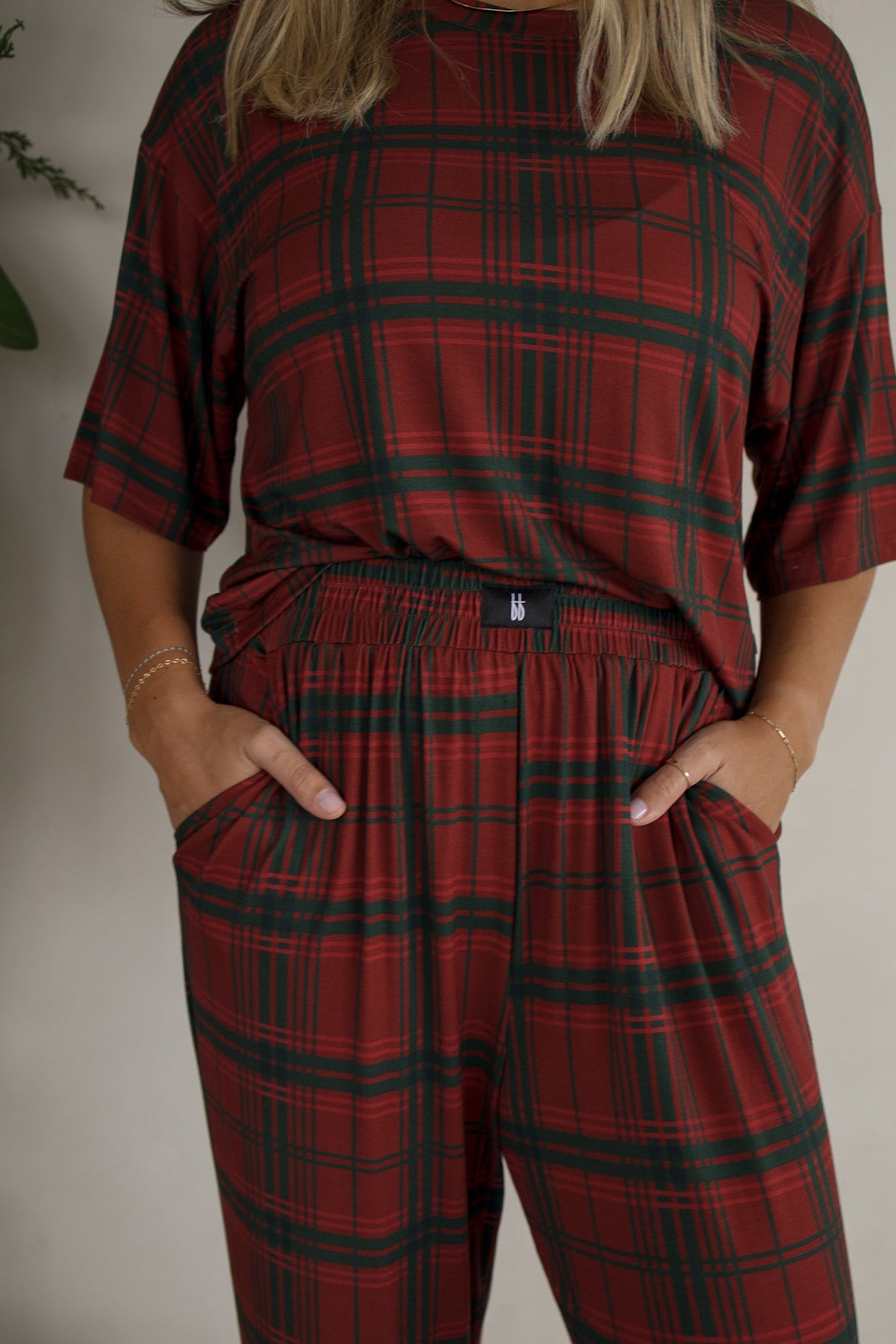 Women's Boxy Tee Lounge Set | Christmas Plaid