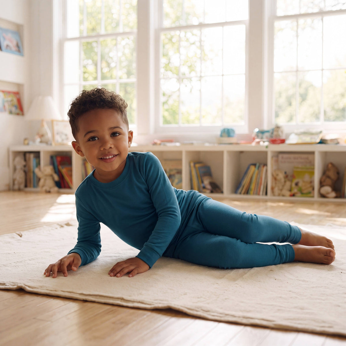 Modal Peacock Blue Long Sleeve PJs