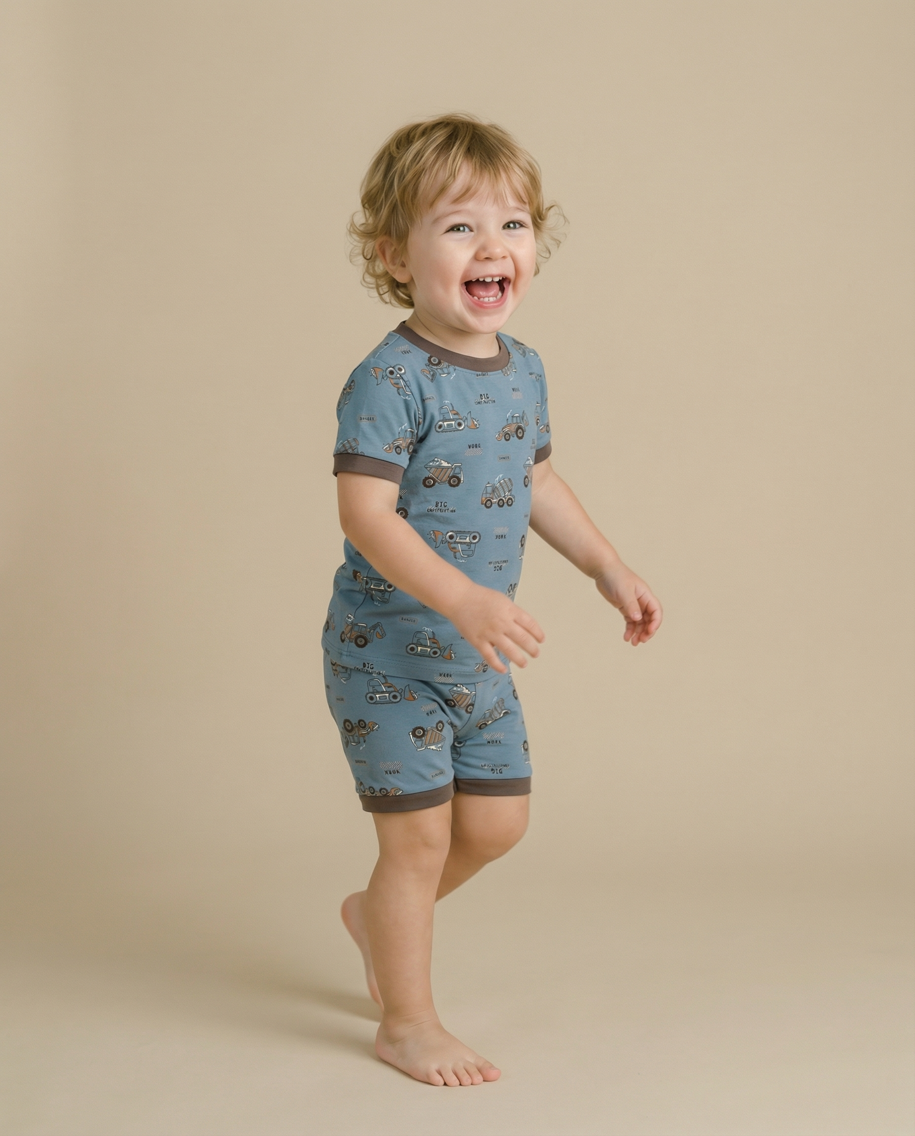 Busy Truck Bamboo Boys Girls Infants Short Sleeve PJs-C