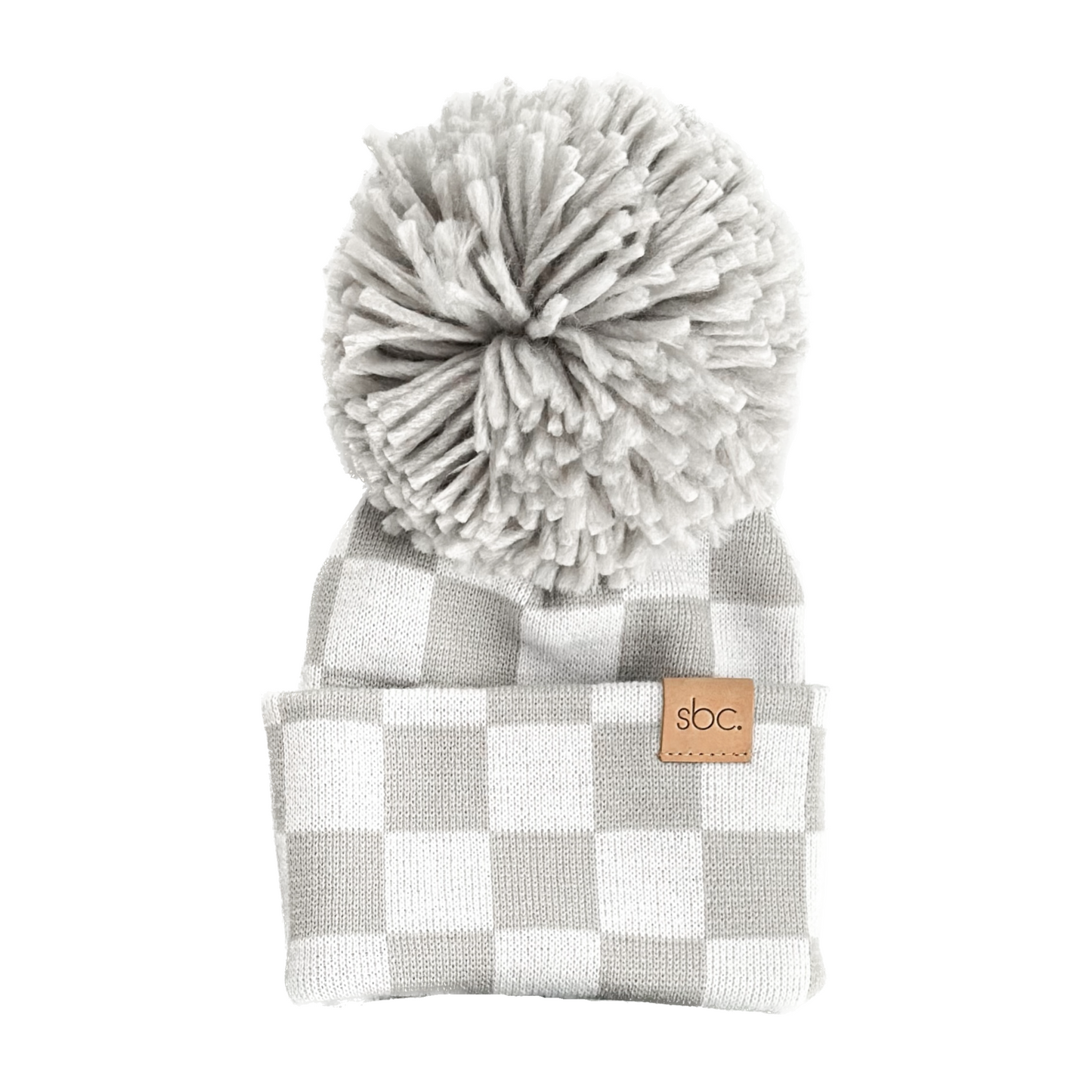 The Newborn Beanie — Pewter + White Checkered