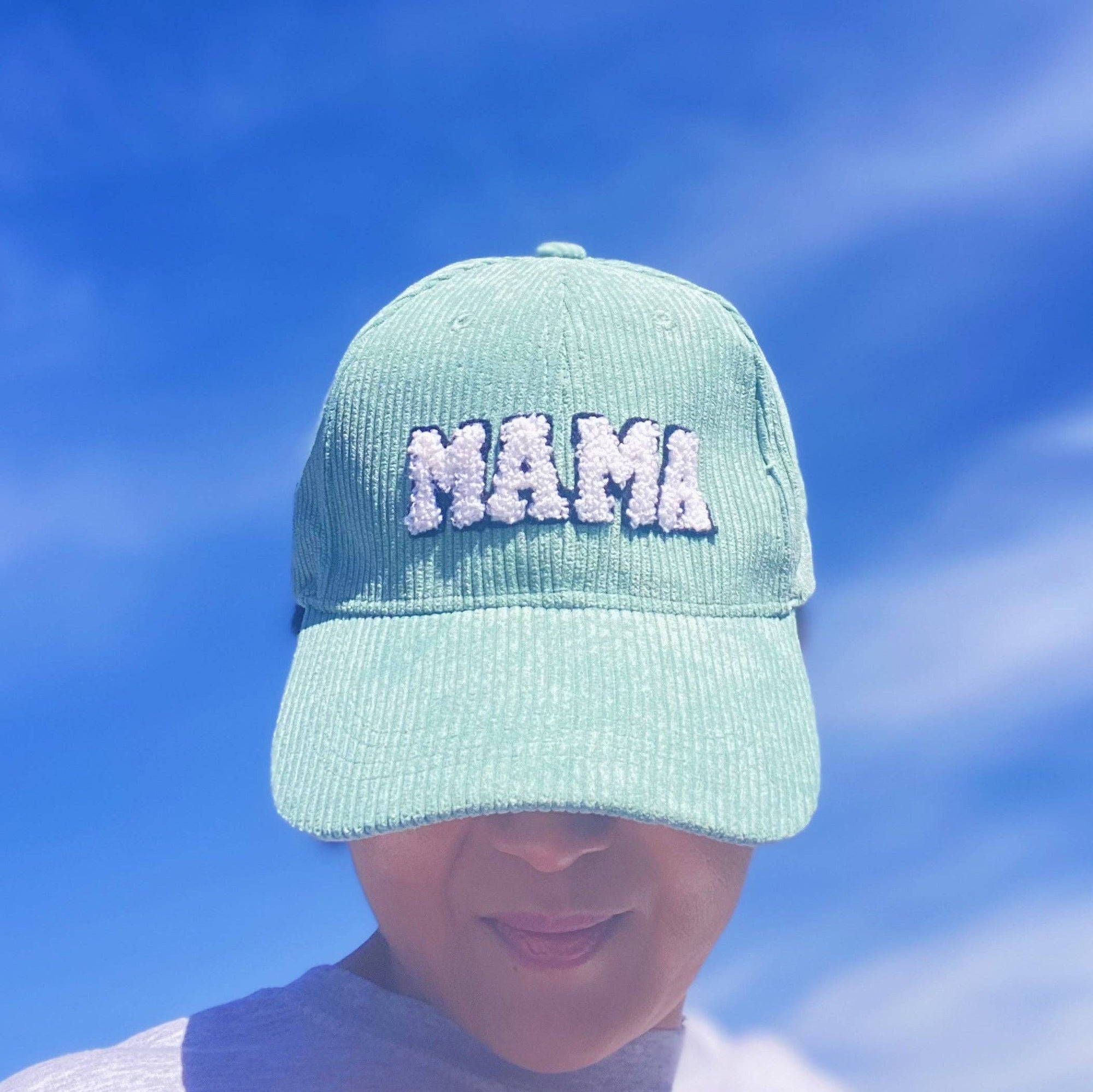 Corduroy Mama Ball Cap: White