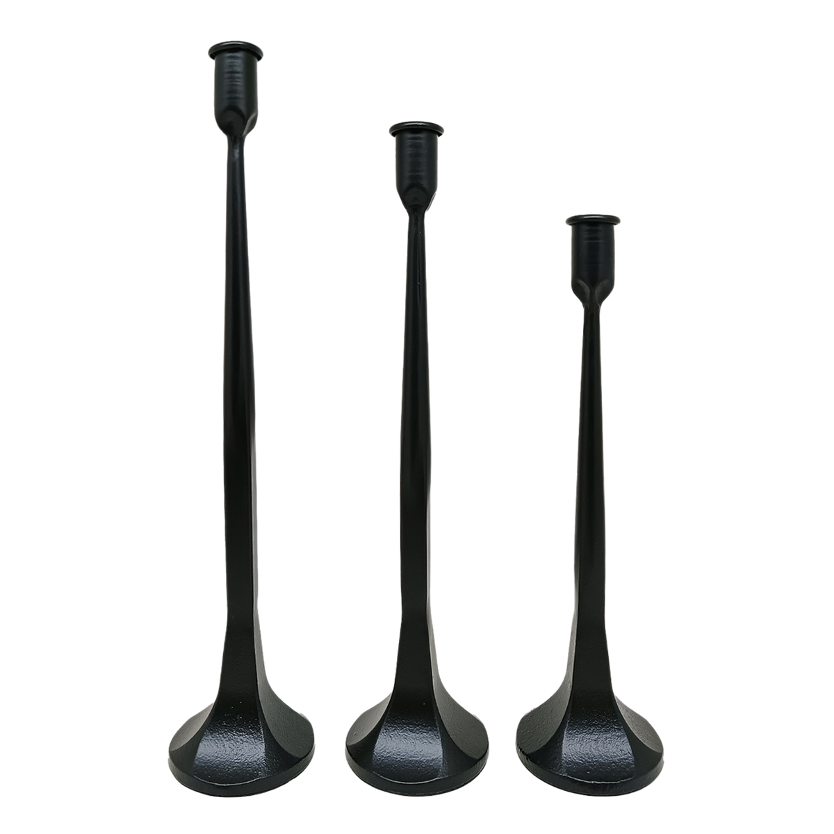 Black Cast Iron Taper Candle Holders, Set of 3 - Home Decor