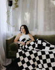 Plush Blanket  | Black & White Checkerboard