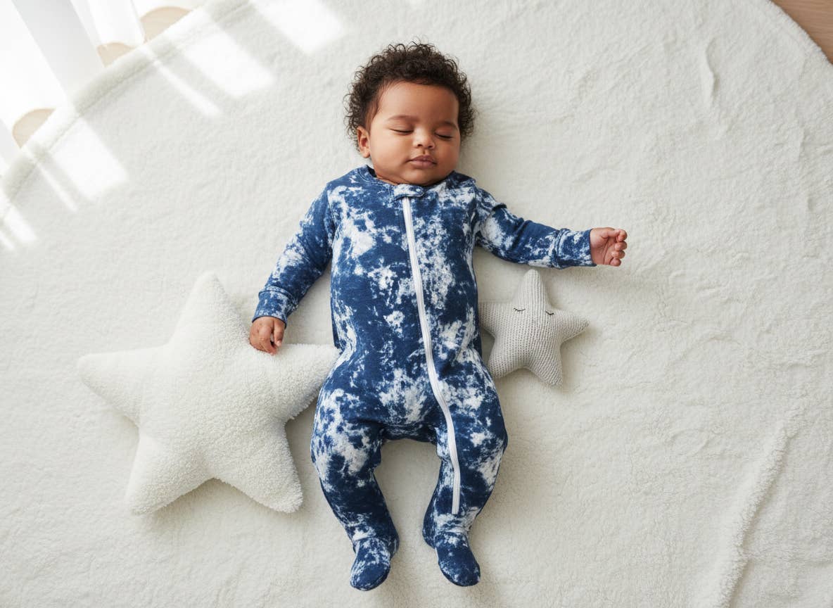 Cotton 2-Way Zip Baby Infant Footie Pajama-Prism Navy-C