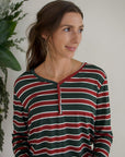 Women's Long Sleeve Bamboo Pajama | Holiday Stripe