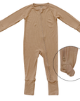 Latte Ribbed Bamboo Zipper