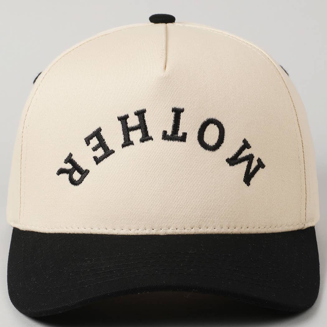 MOTHER Upside Down Lettering Embroidery Cap: Black / ONE SIZE