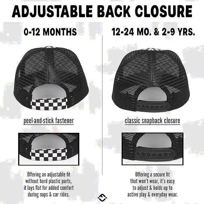 Flat Brim Trucker Hat - Checker/Faux Leather Brim