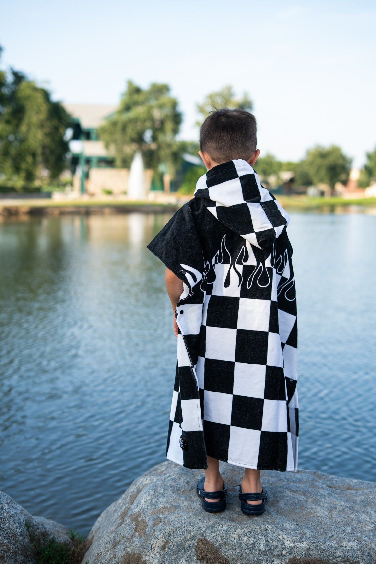 Checker Flame Hooded Towel