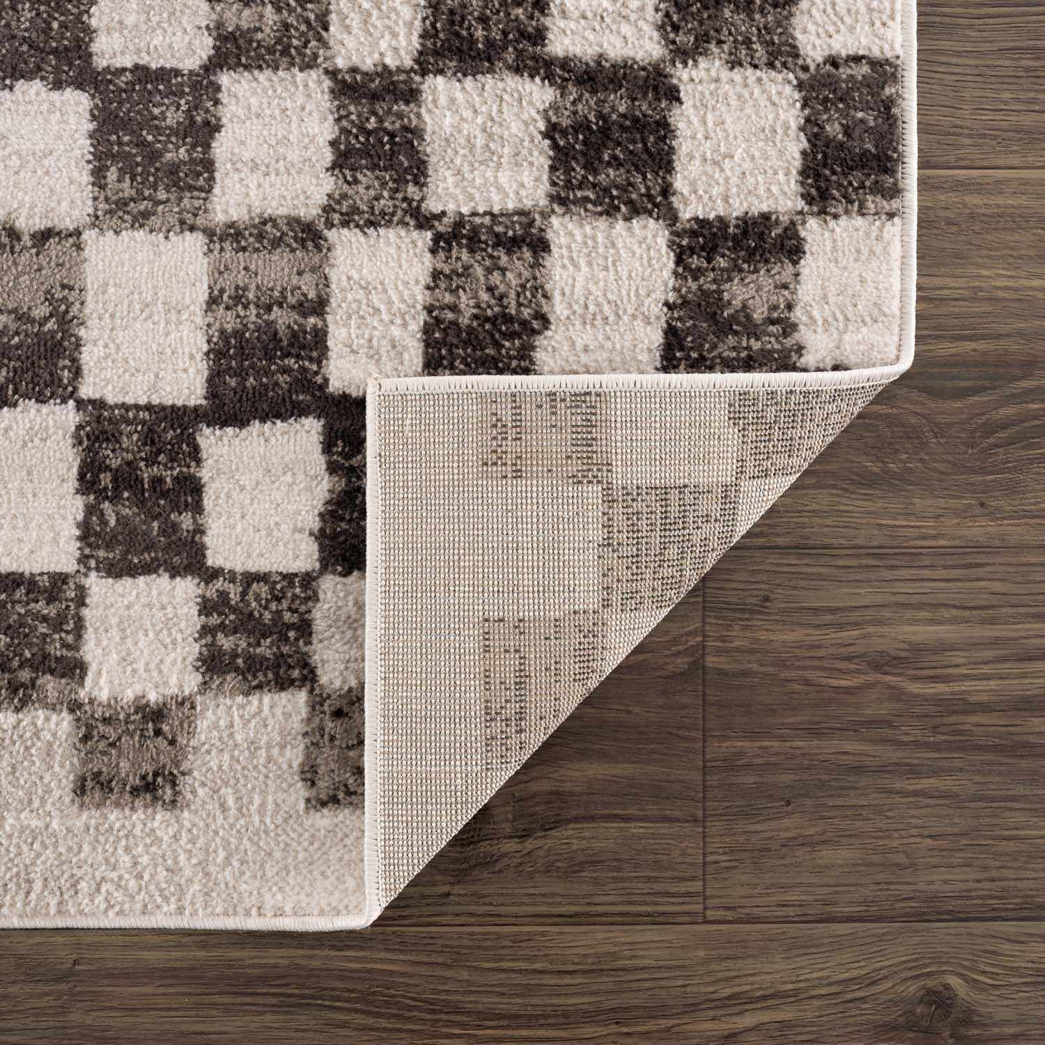 Benjy Cream &amp; Charcoal Checkered Area Rug