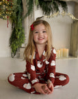 Girl's Bamboo Button Up Lounge Set | Vintage Santa