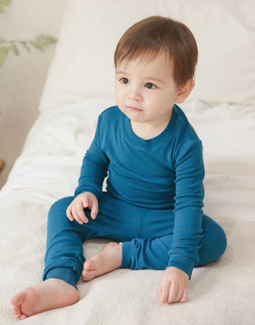 Modal Peacock Blue Long Sleeve PJs