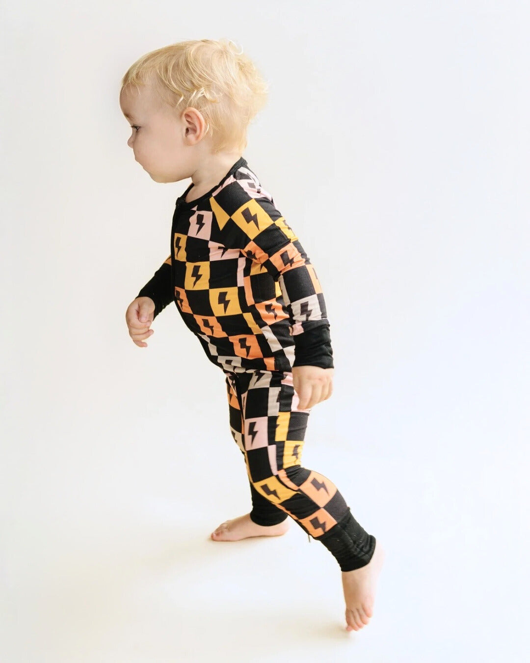 Bamboo Zip Romper | Colorful Checks &amp; Bolts