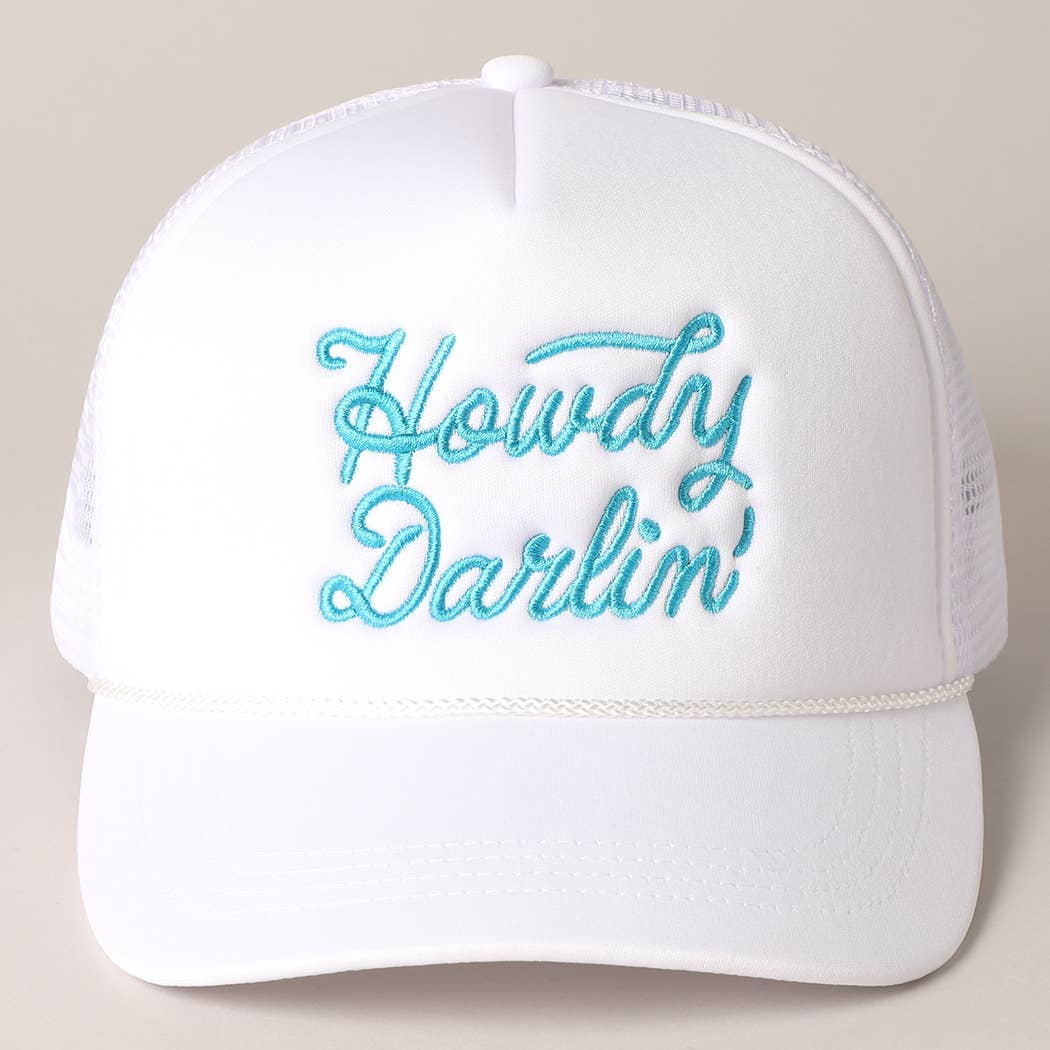 Howdy Darlin&#39; Embroidered Mesh Back Trucker Cap: One Size / BLACK