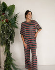 Women's Boxy Tee Lounge Set | Holiday Stripe