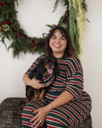 Women's Boxy Tee Lounge Set | Holiday Stripe
