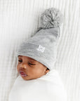 Beanie with Pom - Heathered Grey