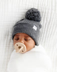 Beanie with Pom - Heathered Charcoal