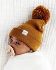 Beanie with Pom - Camel Brown